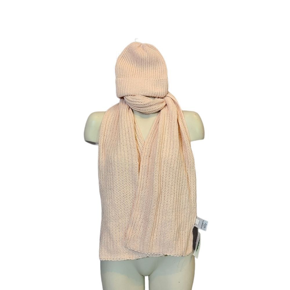 Style & Co Pink Metallic Threaded Scarf & Beanie‎